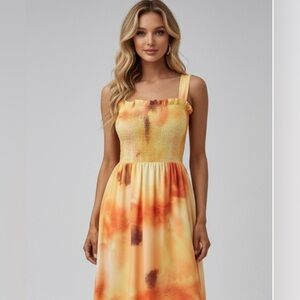 Tie Dye Shirred Cami Dress